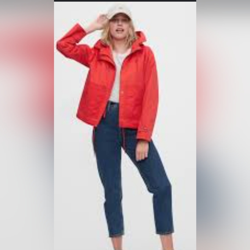 GAP Women's Bright Red Utility Jacket Sz  XL Cropped Anorak
